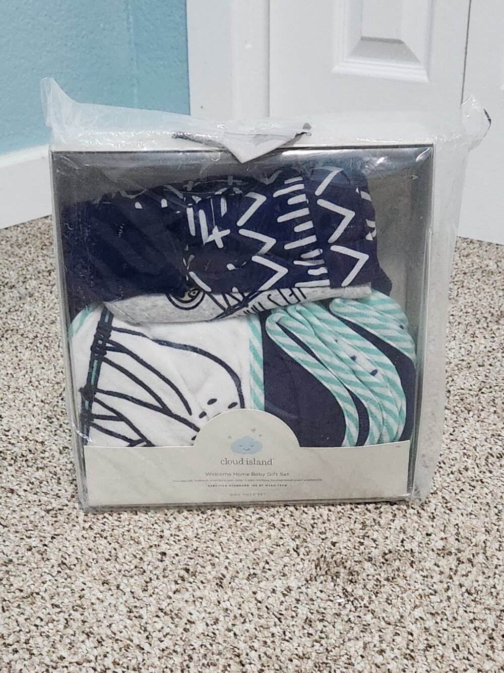 Cloud Island Sloth Welcome Baby 9pc Newborn Gift Set NWT Navy Mint Baby